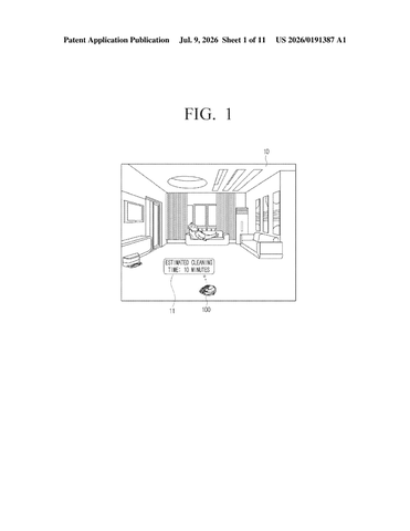 Samsung Patents a Robot Vacuum That Estimates How Long Cleaning Will Take patent drawing, sheet 1