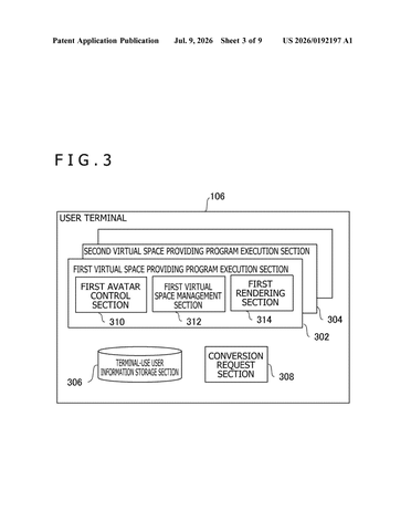 Sony Patents a System That Carries Your Avatar Across Different Virtual Worlds patent drawing, sheet 3