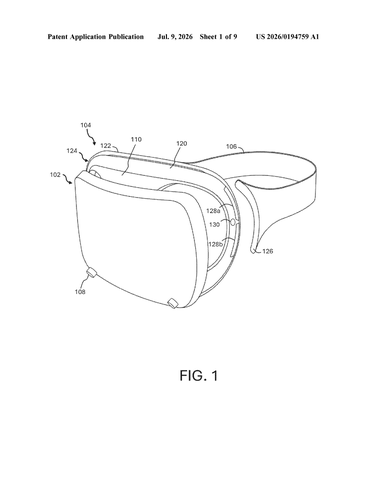 Meta Patents a Snap-On Face Cushion That Detaches From VR Headsets patent drawing, sheet 1