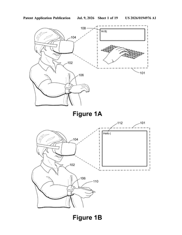 Meta Patent Turns Wrist Muscle Signals Into Typed Text Without a Keyboard patent drawing, sheet 1