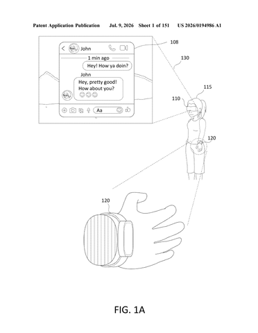 Meta Patent Lets Pinch-and-Twist Wrist Gestures Control Smart Glasses Volume patent drawing, sheet 1