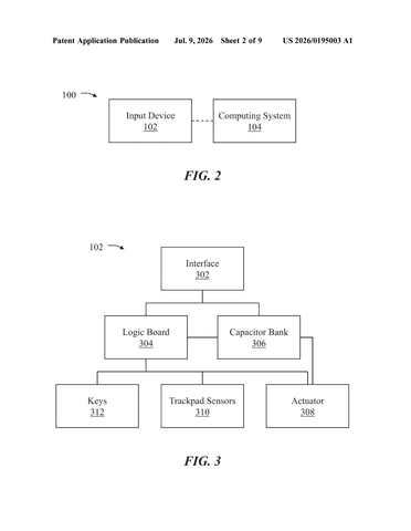 Apple Patents a Trackpad That Moves Its Haptic Motor Off to the Side patent drawing, sheet 2
