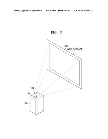 Samsung Patents a Projector That Knows If It’s Pointing at a Wall or Floor patent drawing, sheet 2