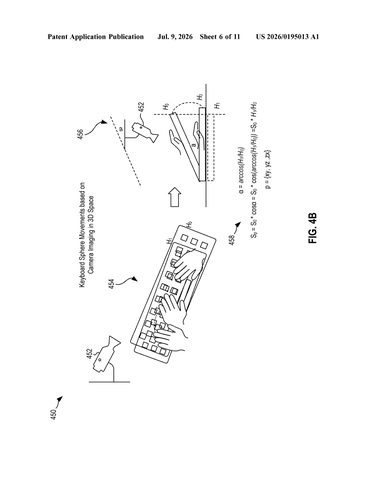 IBM’s New Patent Builds a Projected Keyboard That Moves Its Keys to Fit Your Hands patent drawing, sheet 6