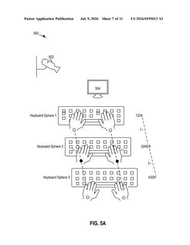 IBM’s New Patent Builds a Projected Keyboard That Moves Its Keys to Fit Your Hands patent drawing, sheet 7