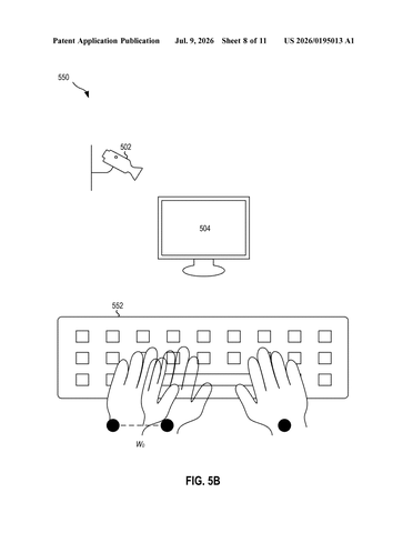 IBM’s New Patent Builds a Projected Keyboard That Moves Its Keys to Fit Your Hands patent drawing, sheet 8