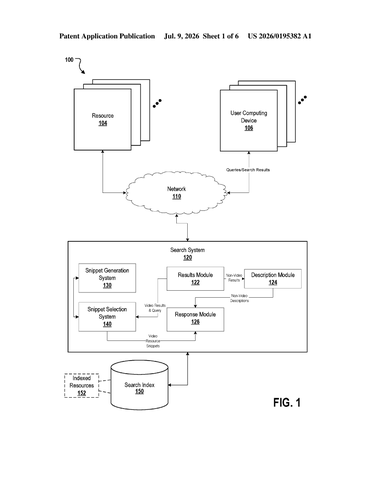 Google Patent Targets Video Search Snippets That Match Your Exact Query patent drawing, sheet 1