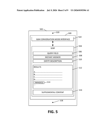 Microsoft Files Patent for Search Toggling Between AI Chat and Web Results patent drawing, sheet 5
