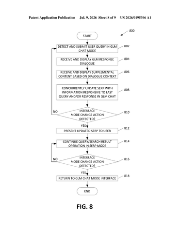 Microsoft Files Patent for Search Toggling Between AI Chat and Web Results patent drawing, sheet 8