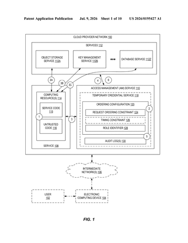 Amazon Patents a System That Forces Cloud Access Steps Into a Fixed Order patent drawing, sheet 1