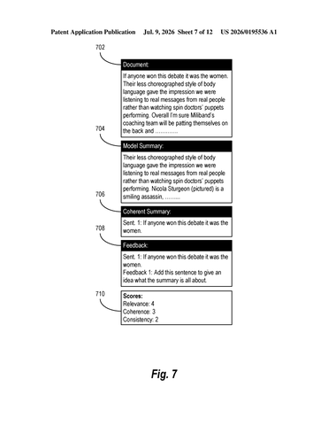 Adobe Patents AI System That Corrects Its Own Document Summaries Through Self-Feedback patent drawing, sheet 7