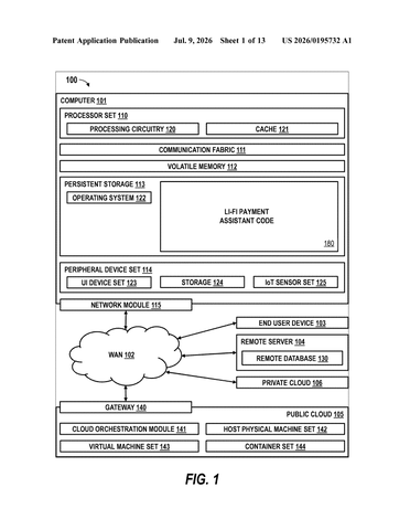 IBM Patents a System That Pays for Services by Flashing Data Through Your Car’s Lights patent drawing, sheet 1
