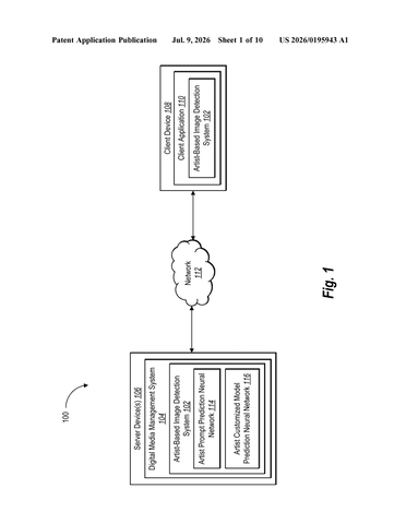 Adobe Patents a Way to Catch AI Images Made by Invoking an Artist’s Name patent drawing, sheet 1