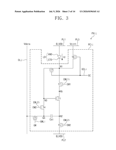 Samsung’s New Patent Fixes the Tiny Circuits That Keep Screen Pixels at the Wrong Brightness patent drawing, sheet 3