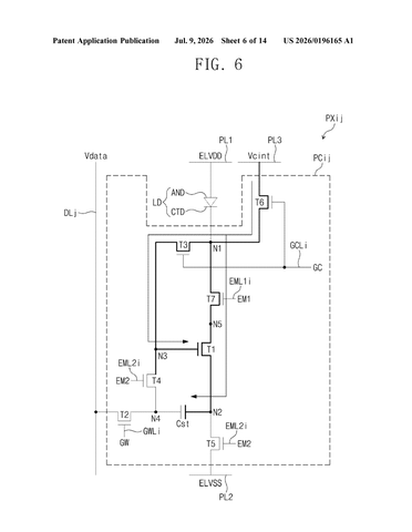 Samsung’s New Patent Fixes the Tiny Circuits That Keep Screen Pixels at the Wrong Brightness patent drawing, sheet 6