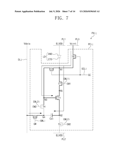 Samsung’s New Patent Fixes the Tiny Circuits That Keep Screen Pixels at the Wrong Brightness patent drawing, sheet 7
