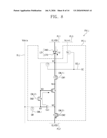Samsung’s New Patent Fixes the Tiny Circuits That Keep Screen Pixels at the Wrong Brightness patent drawing, sheet 8