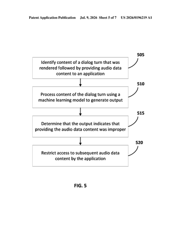 Google Patent Blocks Apps From Secretly Capturing Audio After Content Playback patent drawing, sheet 5
