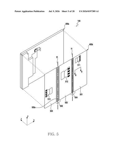 Samsung Patents a Way to Route Electrical Wiring Through a Foldable Phone’s Display Backing patent drawing, sheet 5
