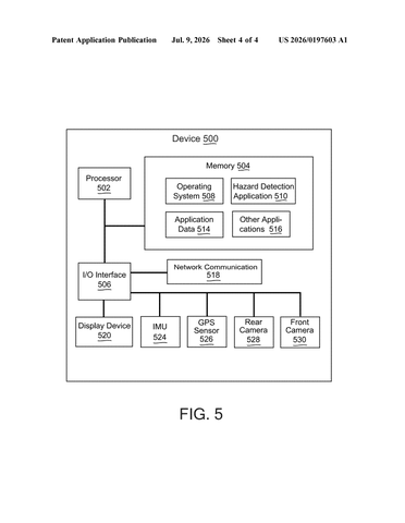 Google Files Patent for Phone Cameras That Warn Drivers About Road Hazards patent drawing, sheet 4