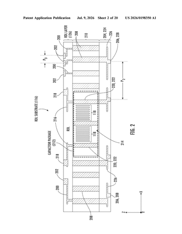 Qualcomm Patent Targets Quieter IC Power Delivery Through RDL-Embedded Capacitors patent drawing, sheet 2