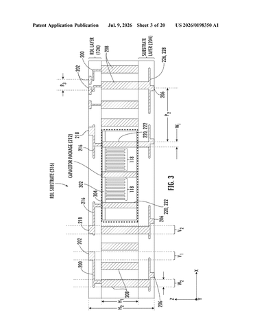 Qualcomm Patent Targets Quieter IC Power Delivery Through RDL-Embedded Capacitors patent drawing, sheet 3