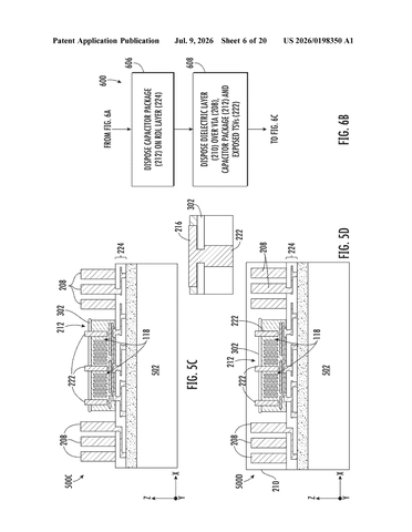 Qualcomm Patent Targets Quieter IC Power Delivery Through RDL-Embedded Capacitors patent drawing, sheet 6