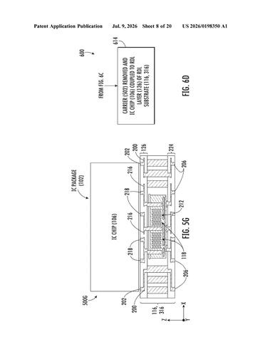 Qualcomm Patent Targets Quieter IC Power Delivery Through RDL-Embedded Capacitors patent drawing, sheet 8