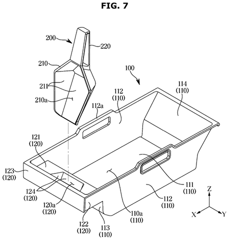 Samsung Patents a Refrigerator Ice Bucket With Its Own Scoop Holder patent drawing, sheet 7
