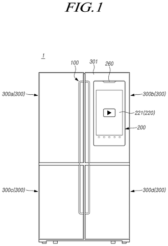 Samsung Patents a Refrigerator That Opens When You Wave at It patent drawing, sheet 1