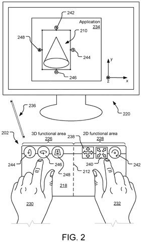 Microsoft Patent Splits One Trackpad Into Two Separate Hand-Controlled Zones patent drawing, sheet 2