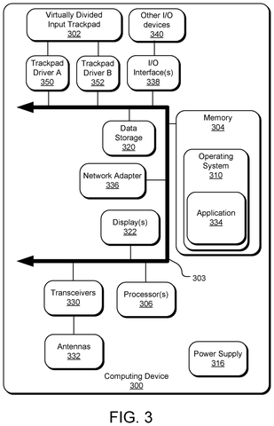 Microsoft Patent Splits One Trackpad Into Two Separate Hand-Controlled Zones patent drawing, sheet 3