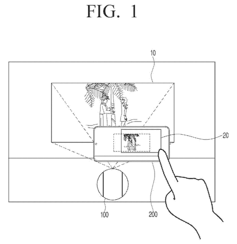 Samsung Patents a Projector That Repositions Itself Based on Your Phone patent drawing, sheet 1