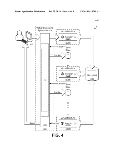 Amazon Patents a System That Pauses an Unfinished Job and Resumes It on a Different Server patent drawing, sheet 4
