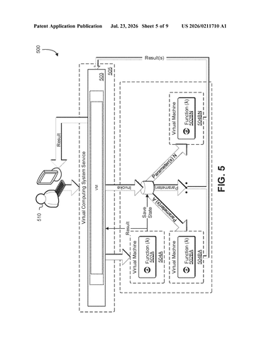 Amazon Patents a System That Pauses an Unfinished Job and Resumes It on a Different Server patent drawing, sheet 5