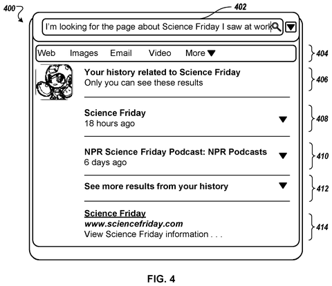 New Google Patent Uses Your Browsing History to Answer Search Queries patent drawing, sheet 4