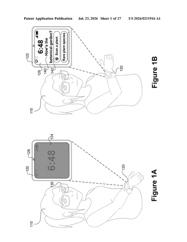 Meta Patent: Silent Wrist Gesture Activates AI Assistant Through Smart Glasses patent drawing, sheet 1