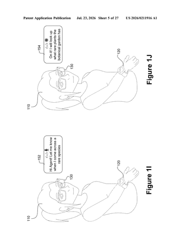 Meta Patent: Silent Wrist Gesture Activates AI Assistant Through Smart Glasses patent drawing, sheet 5
