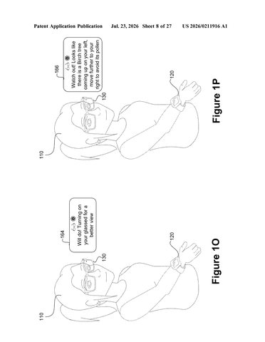 Meta Patent: Silent Wrist Gesture Activates AI Assistant Through Smart Glasses patent drawing, sheet 8