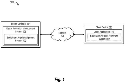 Adobe Patents a Tool That Snaps Objects Into Perfect Diagonal Alignment patent drawing, sheet 1