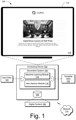 Adobe Patents AI That Pinpoints the Hero Section Before Generating Web Pages patent drawing, sheet 1