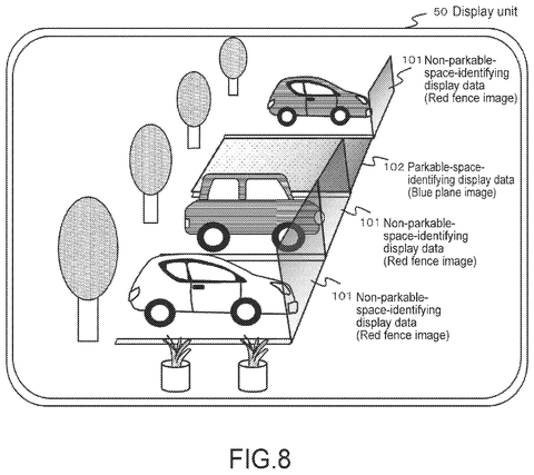 Sony Patents AR Parking System That Highlights Open Spots in Real Time patent drawing, sheet 8