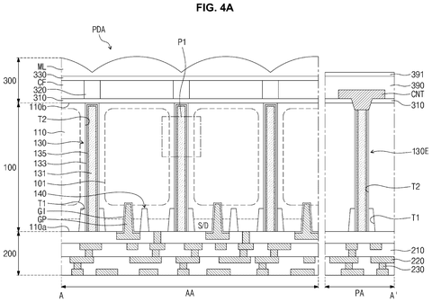 Samsung Patents an Image Sensor That Uses Atom-Thin Materials to Separate Pixels patent drawing, sheet 4