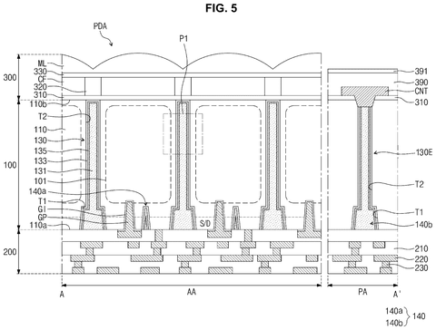 Samsung Patents an Image Sensor That Uses Atom-Thin Materials to Separate Pixels patent drawing, sheet 6