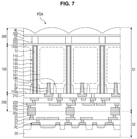Samsung Patents an Image Sensor That Uses Atom-Thin Materials to Separate Pixels patent drawing, sheet 8