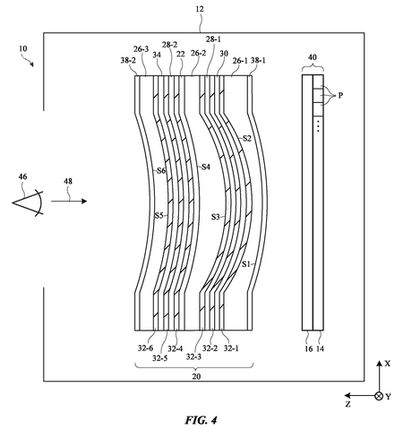 Apple Patents a Folded-Light Lens Design for Thinner VR Headsets patent drawing, sheet 4