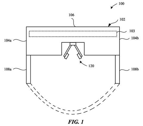 Apple Patents a Swappable Nose Bridge for Glasses That Project Images patent drawing, sheet 1