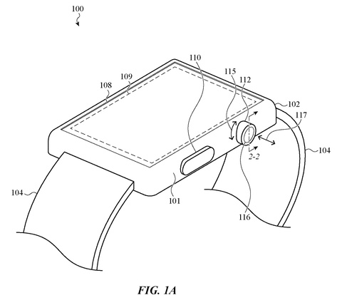 Apple Patents the Internal Mechanics Behind the Apple Watch Crown patent drawing, sheet 1