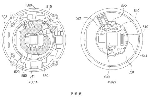 Samsung Patents a Smartwatch Back Panel Where the Health Sensor and Charger Share Wiring patent drawing, sheet 6