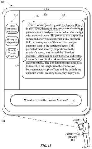 Google Patents a Way to Tap Pieces of an AI Answer for Instant Follow-Up Detail patent drawing, sheet 2